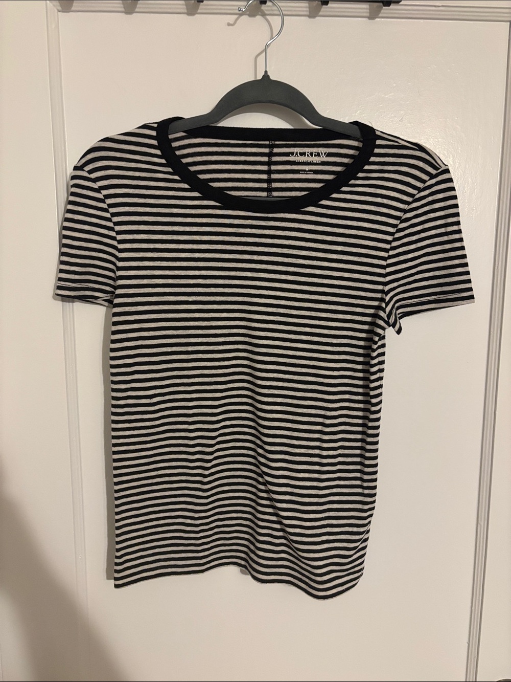 J. Crew Black & White Striped Short Sleeve Tee with Crewneck